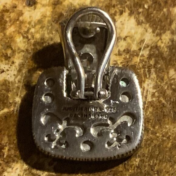 Judith Ripka Earrings Sterling Silver, CZ & Black Onyx Door Knockers Omega Backs - Picture 11 of 11